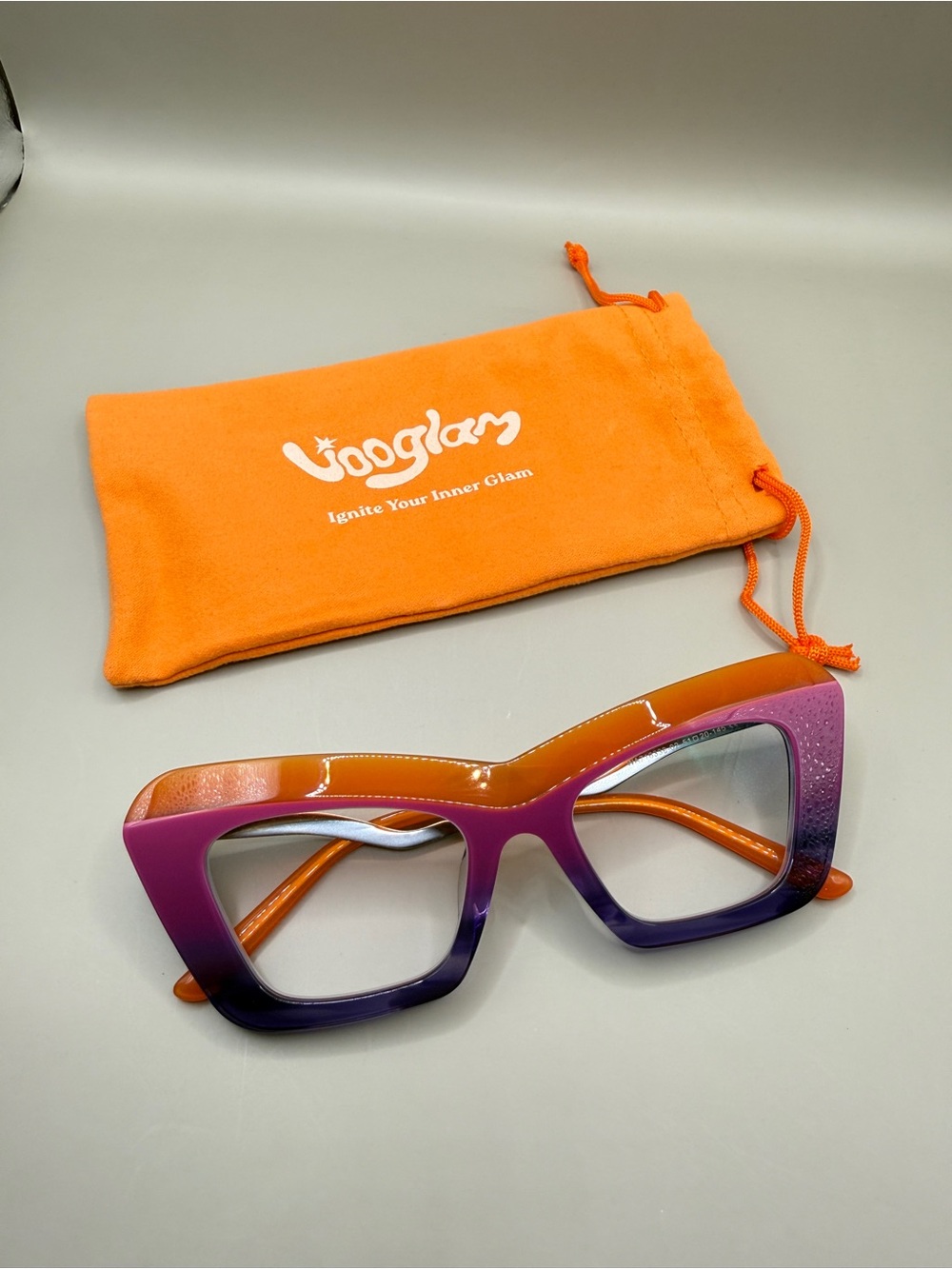 Vooglam women’s Two-Tone Purple & Orange Fashion Glasses, unknown prescription